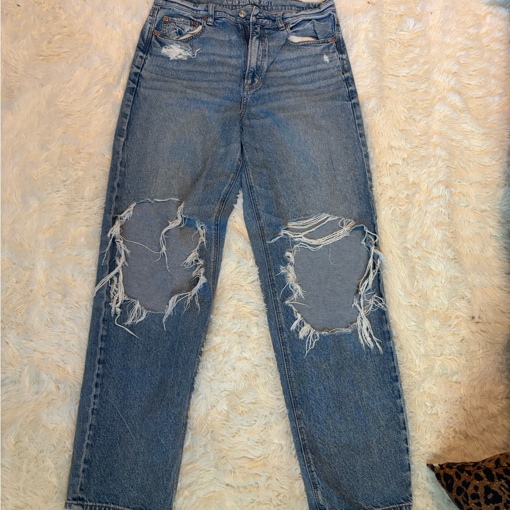 American Eagle Outfitters Ripped Blue Boyfriend Jeans
